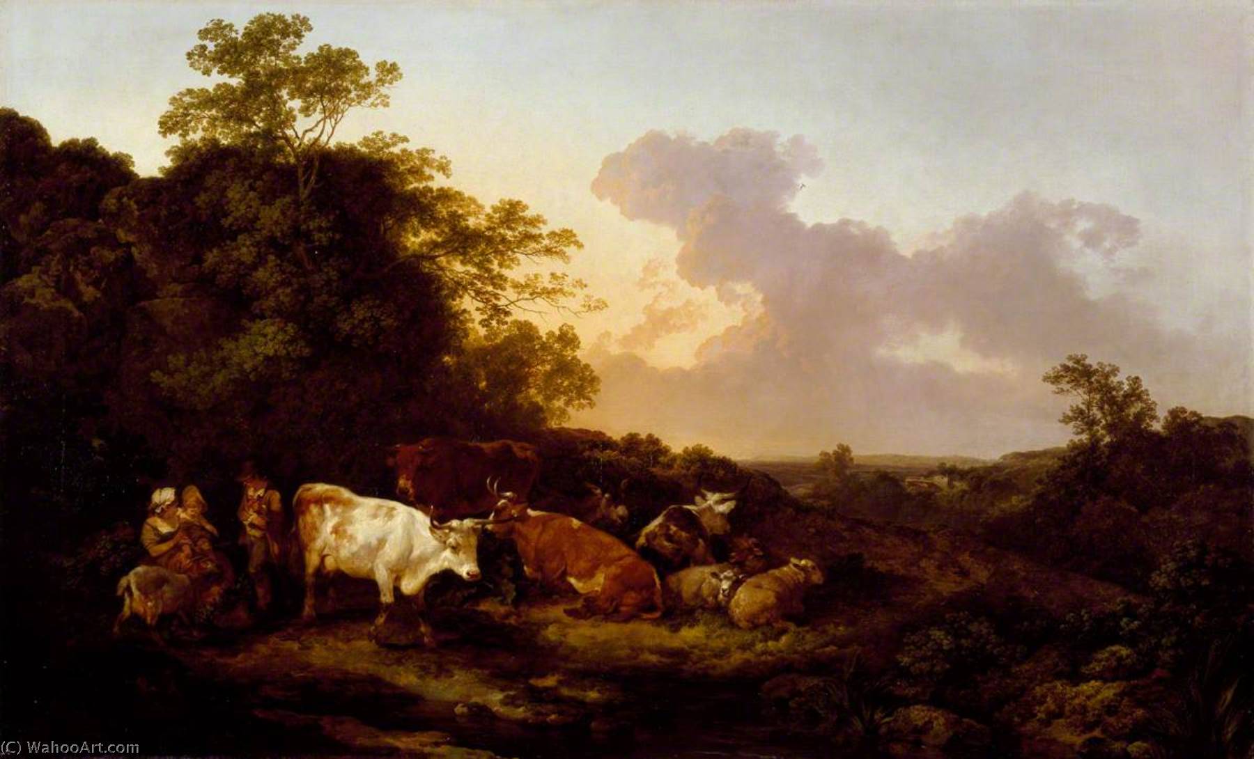 Order Oil Painting Replica Landscape with Cattle and Figures A Storm Coming On, 1781 by Philip Jacques De Loutherbourg (1740-1812, France) | ArtsDot.com