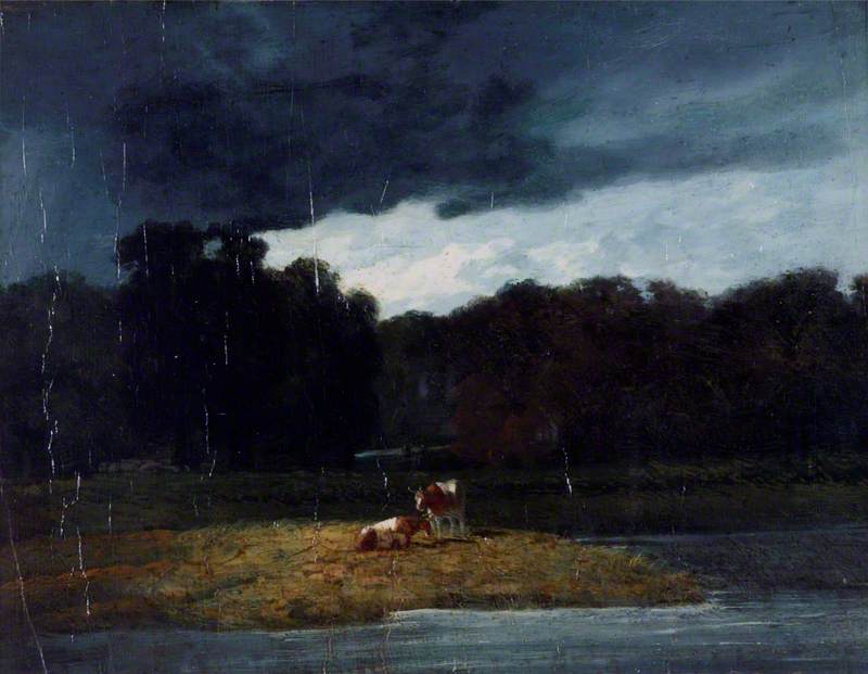 Buy Museum Art Reproductions Landscape A Wood and Cattle under a Stormy Sky by Augustus Wall Callcott | ArtsDot.com