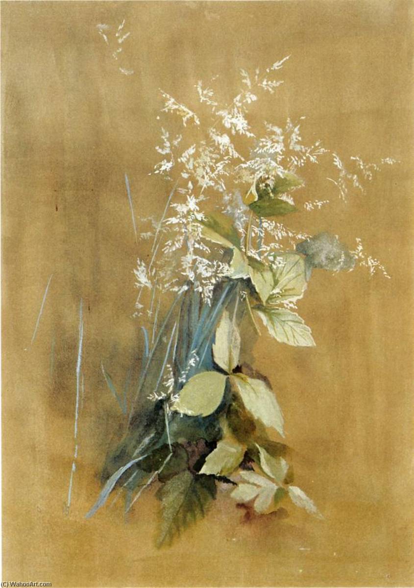 Order Oil Painting Replica Grass and Poison Ivy, 1880 by Fidelia Bridges (1834-1923, United States) | ArtsDot.com