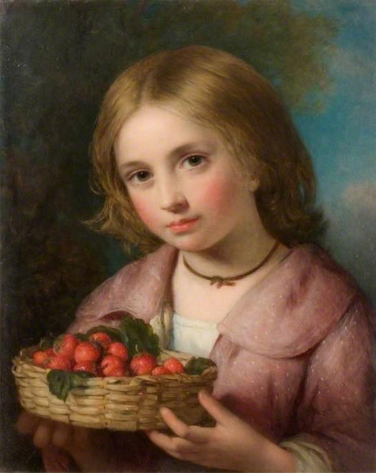 Order Artwork Replica Girl with Strawberries by Charles Baxter (1809-1879) | ArtsDot.com