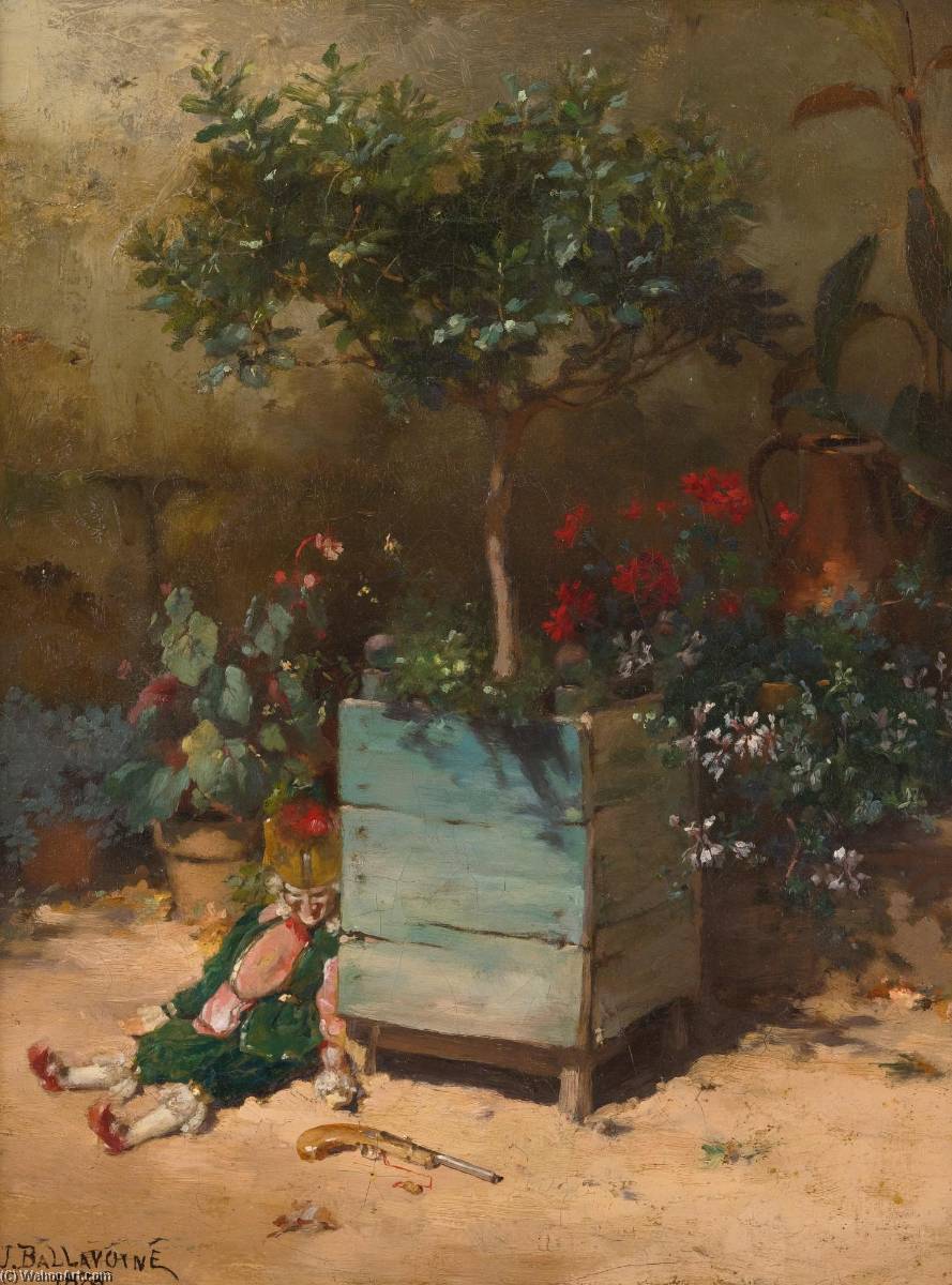 Order Oil Painting Replica Punchinello in the Garden by Jules Frederic Ballavoine (1844-1914) | ArtsDot.com