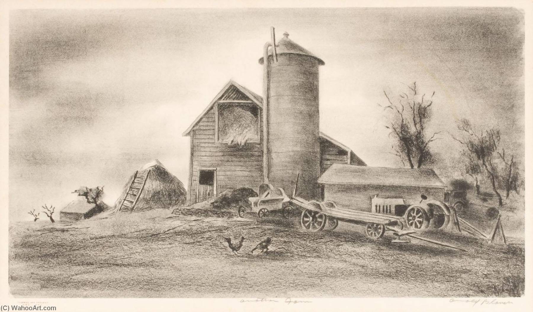 Order Oil Painting Replica Another Farm, 1941 by Arnold Blanch (Inspired By) (1896-1968, United States) | ArtsDot.com