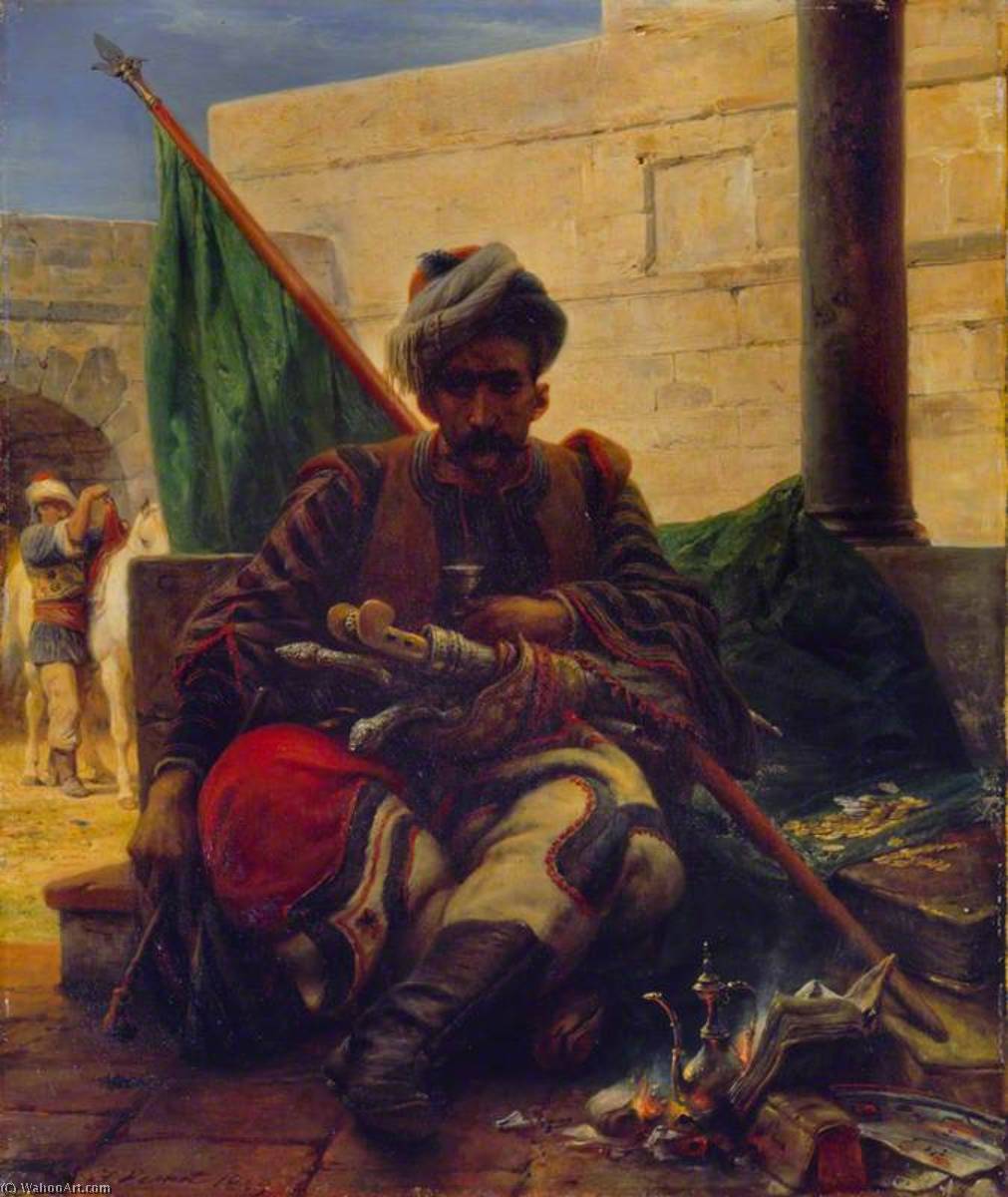 Order Paintings Reproductions A Bashi Bazouk, 1860 by Emile Jean Horace Vernet (1789-1863) | ArtsDot.com