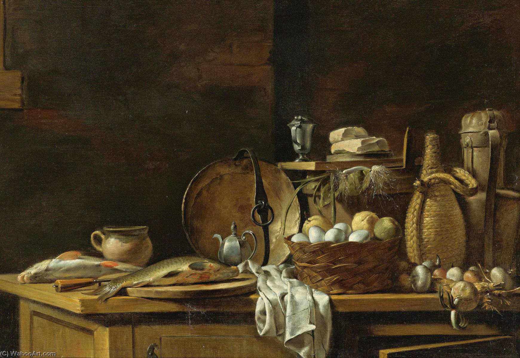 Order Oil Painting Replica Kitchen Table Still Life by Nicolas Henry Jeaurat De Bertry (1728-1796) | ArtsDot.com