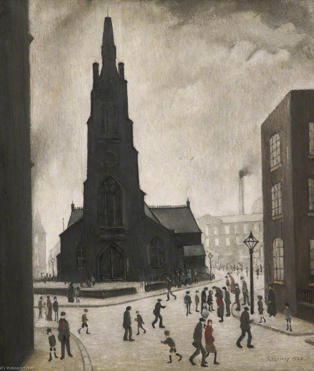 A Street Scene (St Simon`s Church), 1928 by Lawrence Stephen Lowry Lawrence Stephen Lowry | ArtsDot.com