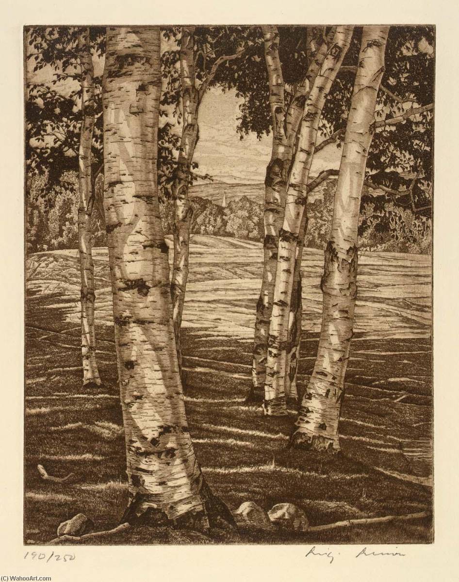 Buy Museum Art Reproductions Birches and Beyond, 1974 by Luigi Lucioni (Inspired By) (1900-1988) | ArtsDot.com