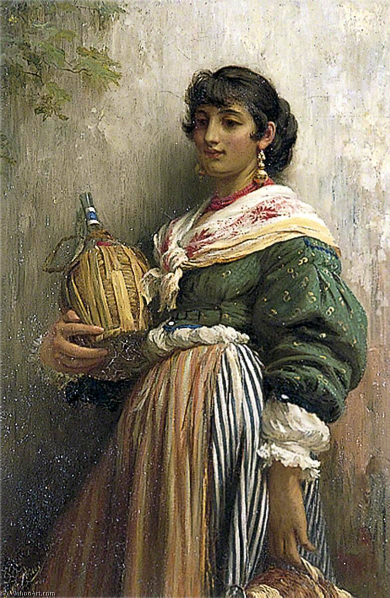 Order Paintings Reproductions Venetian Girl with a Flask, 1870 by Samuel Luke Fildes (1843-1927, United Kingdom) | ArtsDot.com