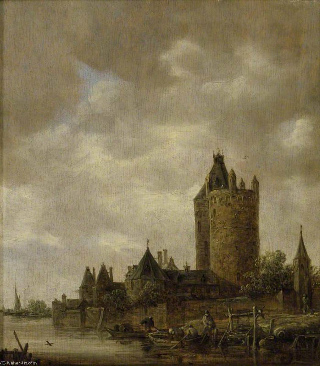 Order Art Reproductions A Castle by a River, 1647 by Jan Van Goyen (1596-1656, Netherlands) | ArtsDot.com