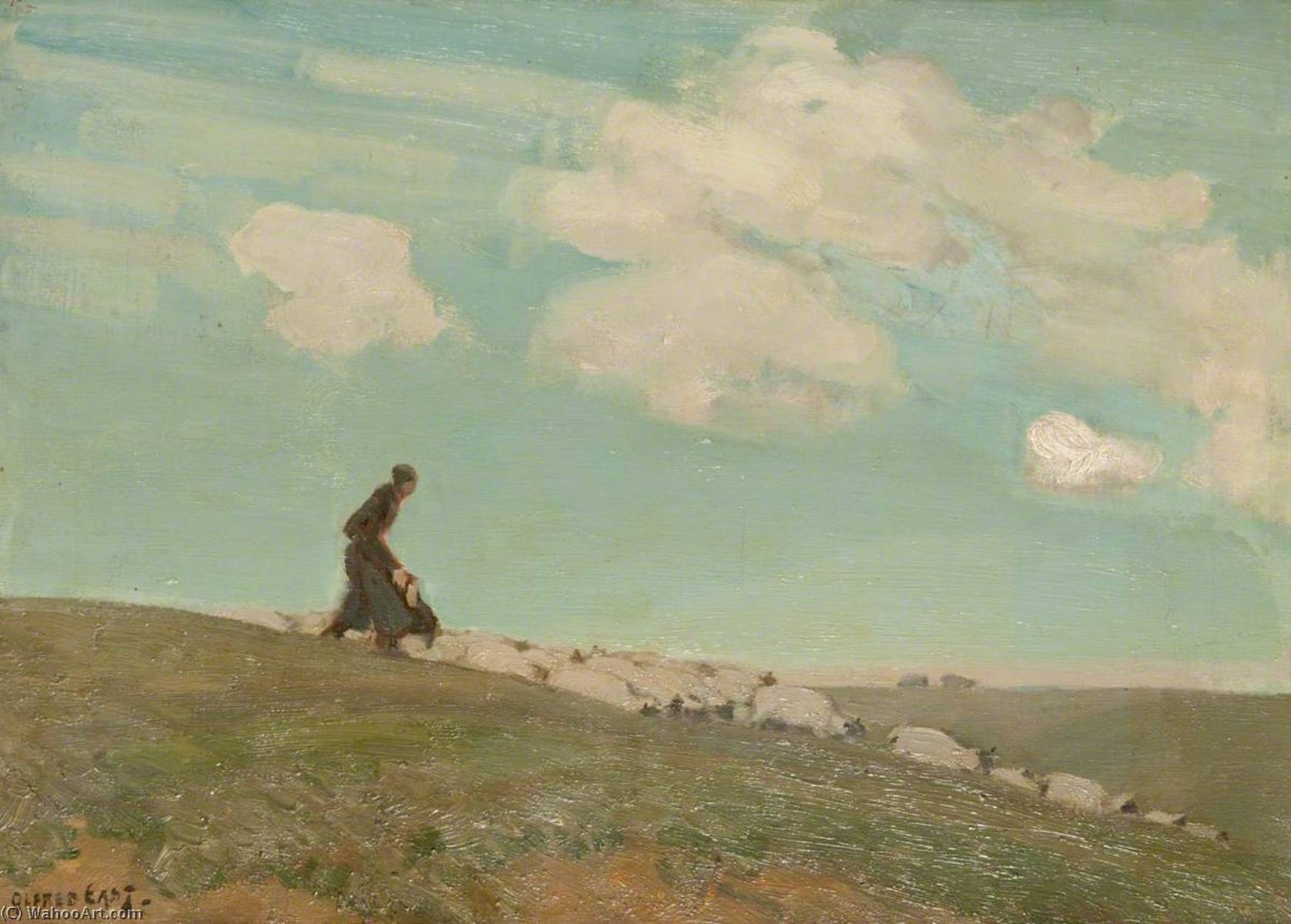 Buy Museum Art Reproductions The Top of the Wolds by Alfred East (1844-1913) | ArtsDot.com