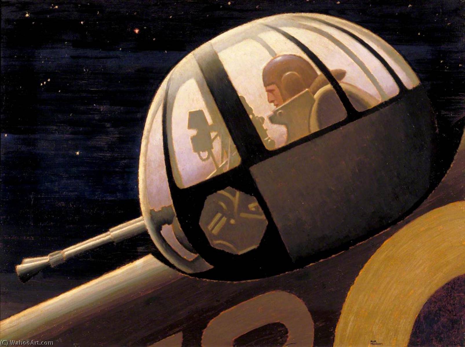 Buy Museum Art Reproductions Night An Air Gunner in Action Turret, 1940 by Keith Henderson (Inspired By) (1883-1982) | ArtsDot.com