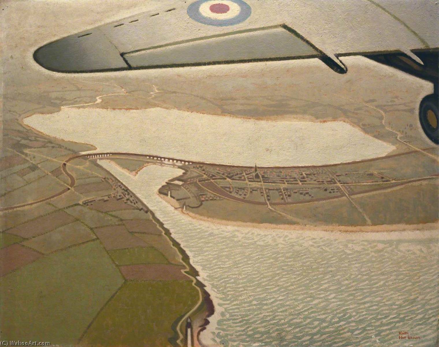 Order Paintings Reproductions An Air View of Montrose, Angus, 1940 by Keith Henderson (Inspired By) (1883-1982) | ArtsDot.com