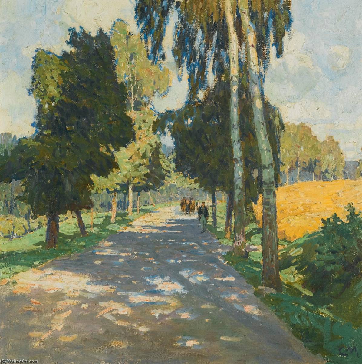 Order Oil Painting Replica Baumallee in Bruntál (Tree Lined Road in Bruntál) by Carl Moll (1861-1945, Austria) | ArtsDot.com