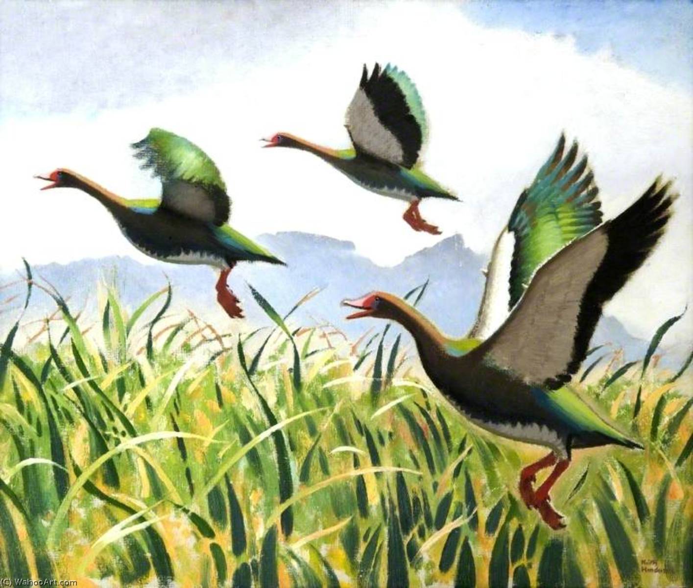 Order Paintings Reproductions Spur Winged Geese by Keith Henderson (Inspired By) (1883-1982) | ArtsDot.com
