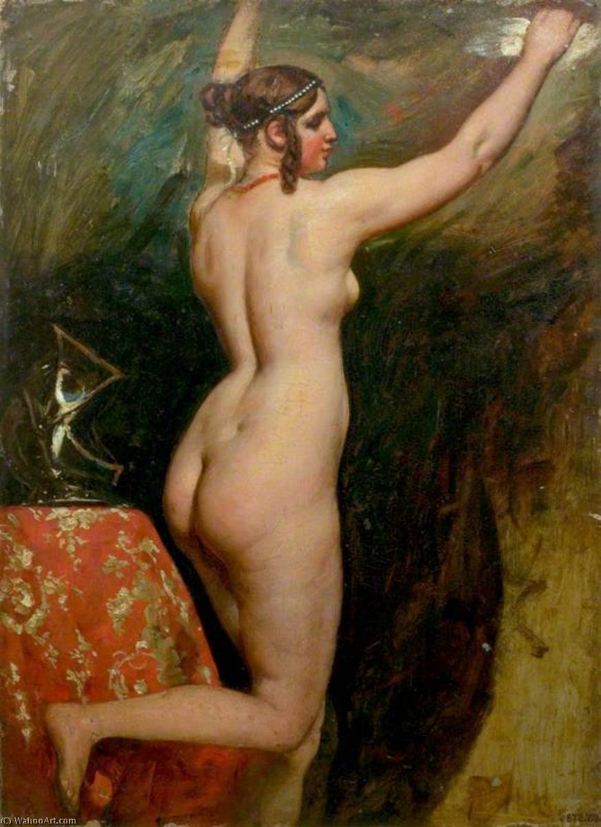 Order Oil Painting Replica Standing Female Nude with Helmet, 1840 by William Etty (1787-1849, United Kingdom) | ArtsDot.com