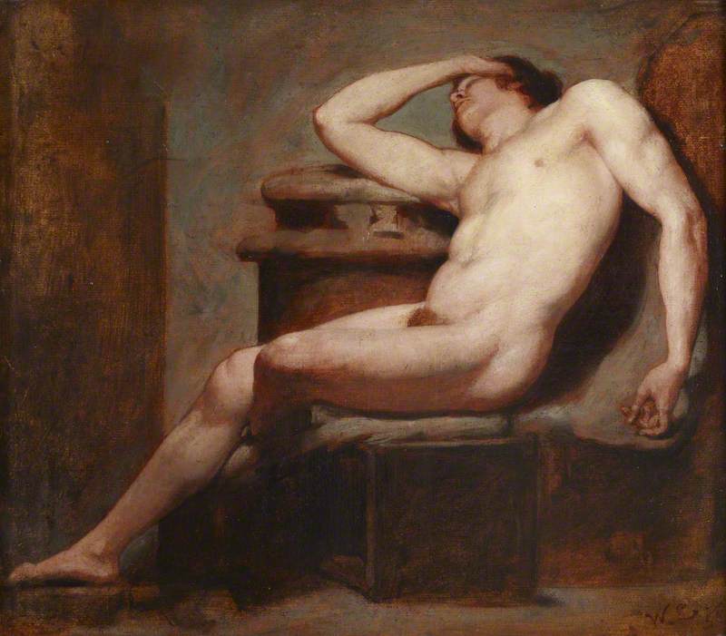 Order Oil Painting Replica Academic Study of a Reclining Male Nude Asleep by William Etty (1787-1849, United Kingdom) | ArtsDot.com