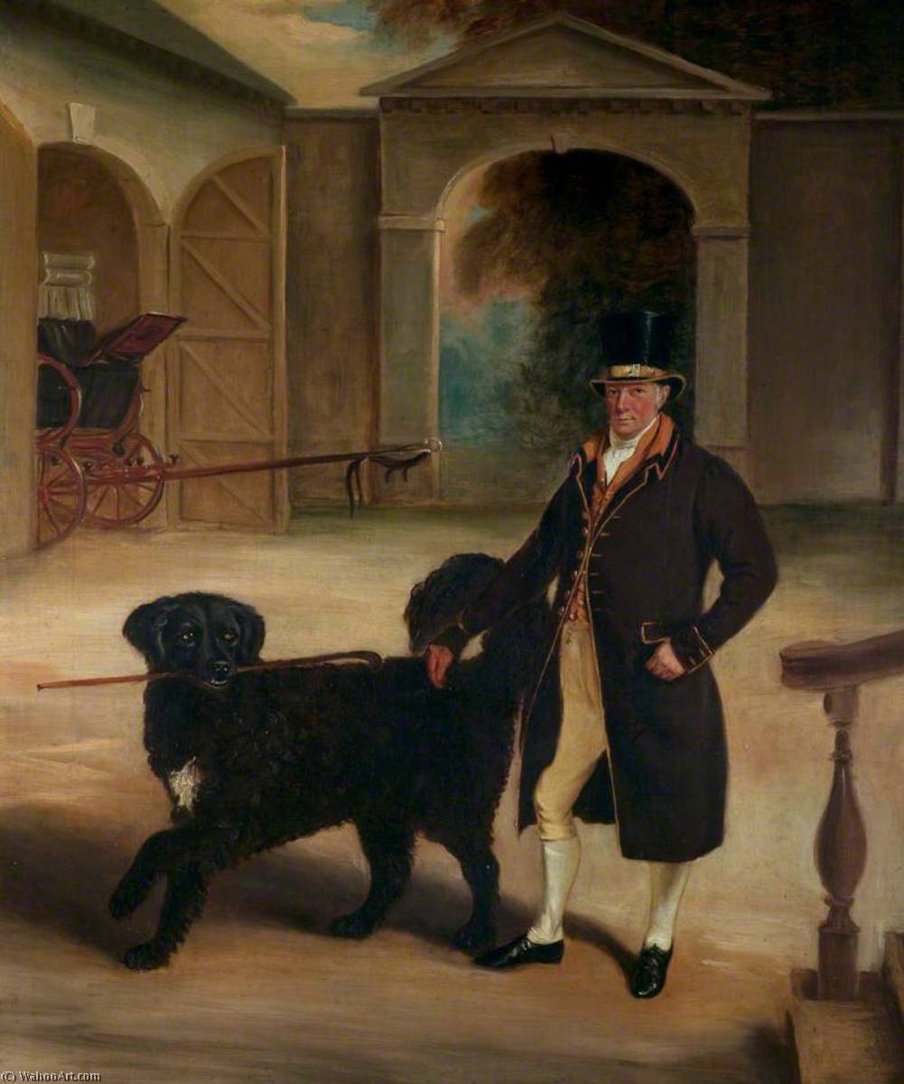 Order Oil Painting Replica Mr Pare`s Coachman with a Newfoundland Dog, 1823 by John E Ferneley I | ArtsDot.com