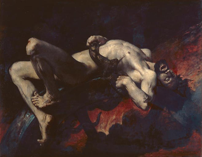 Buy Museum Art Reproductions Ixion précipité dans les enfers by Jules Elie Delauney (1828-1891, France) | ArtsDot.com