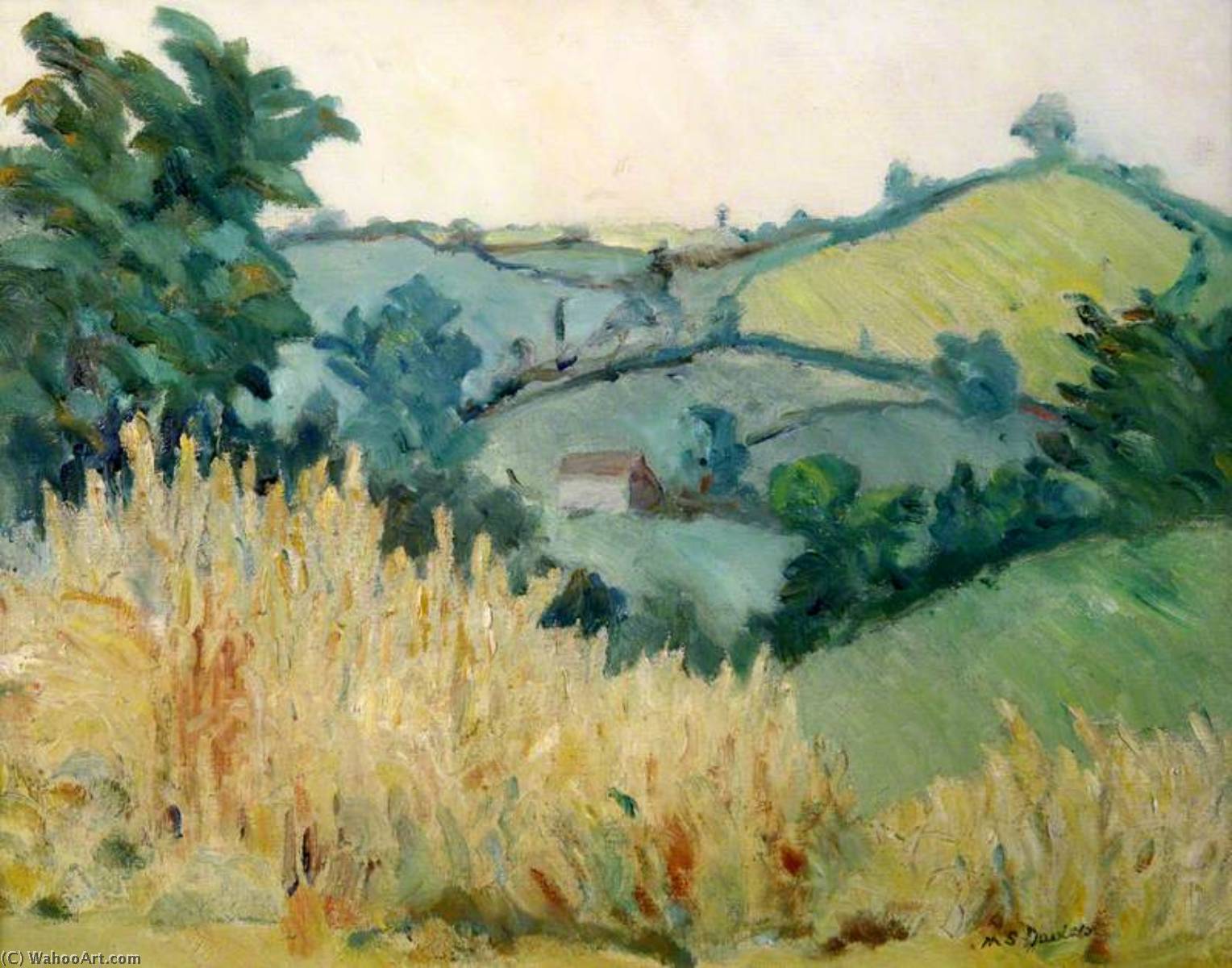 Order Oil Painting Replica A Cornfield by Margaret Sidney Davies (Inspired By) (1884-1963) | ArtsDot.com