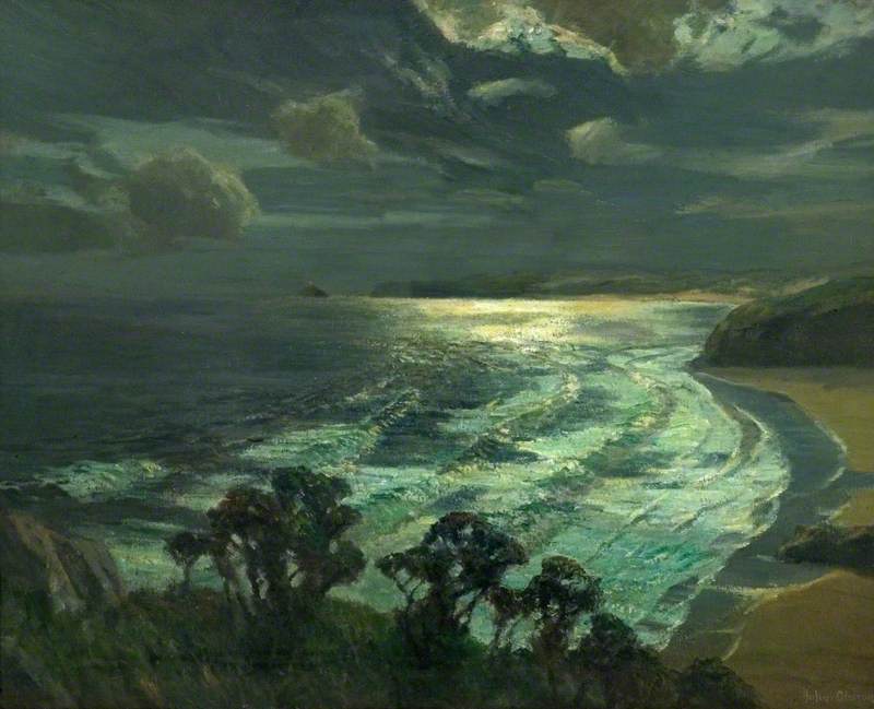 Order Oil Painting Replica Moonlight, St Ives` Bay, Cornwall, 1937 by Albert Julius Olsson (1864-1942) | ArtsDot.com