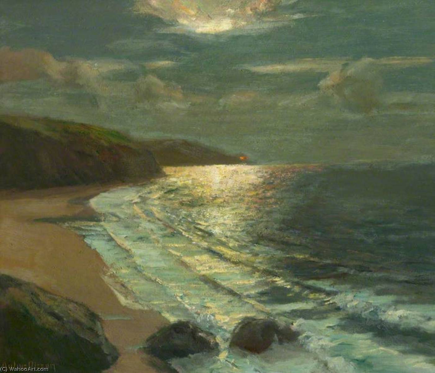 Buy Museum Art Reproductions Moonlight on the Coast by Albert Julius Olsson (1864-1942) | ArtsDot.com