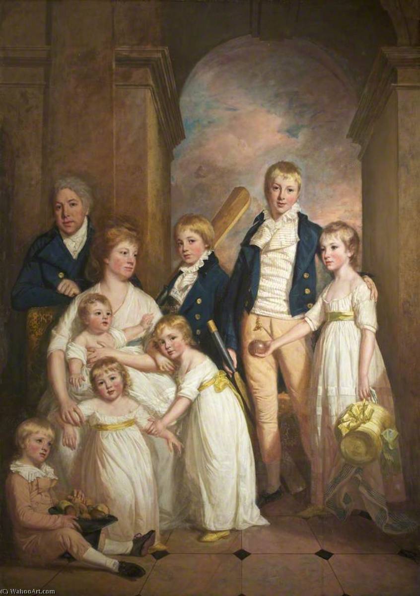 Compra Riproduzioni D'arte Del Museo Thomas Tyndall con moglie e bambini, 1800 di Thomas Beach (1738-1806) | ArtsDot.com