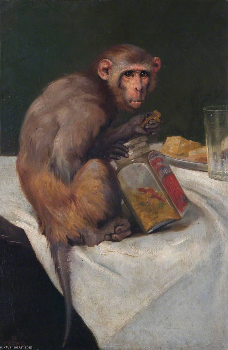Ordinare Riproduzioni D'arte Scimmia e un vaso, 1920 di Beatrice Offor (1864-1920, United Kingdom) | ArtsDot.com