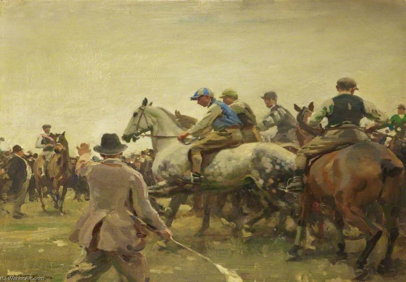 Start of St Buryan Races, Cornwall, 1914 by Alfred James Munnings Alfred James Munnings | ArtsDot.com