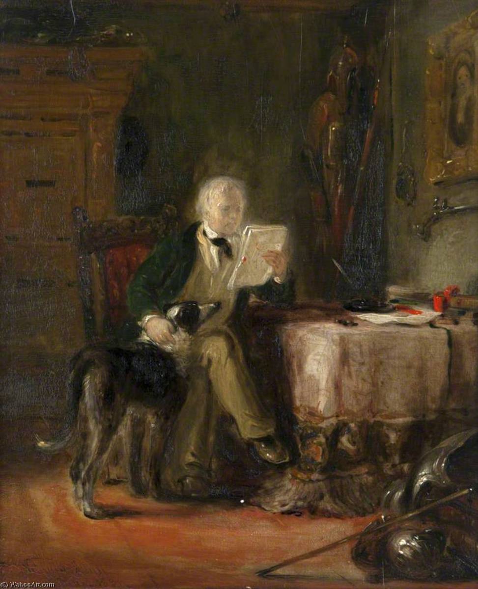 Order Paintings Reproductions Sir Walter Scott in His Study with His Dog `Maida`, 1831 by William Allan | ArtsDot.com