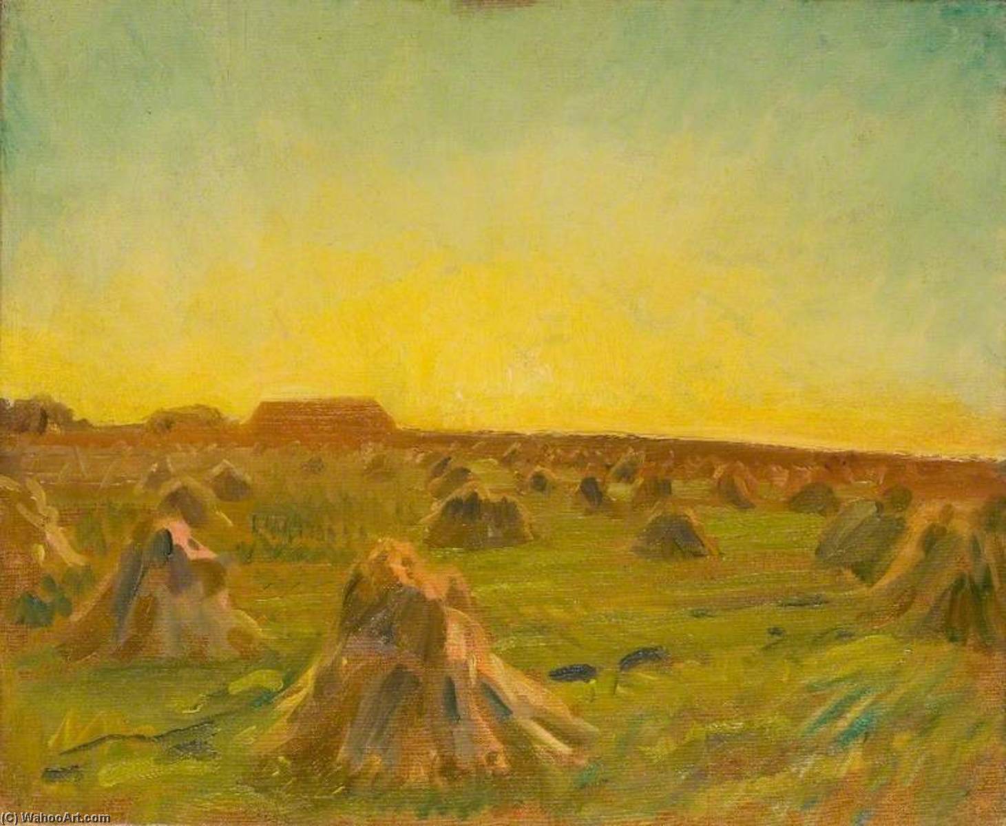 Sunset over a Harvest Field by Alfred James Munnings Alfred James Munnings | ArtsDot.com
