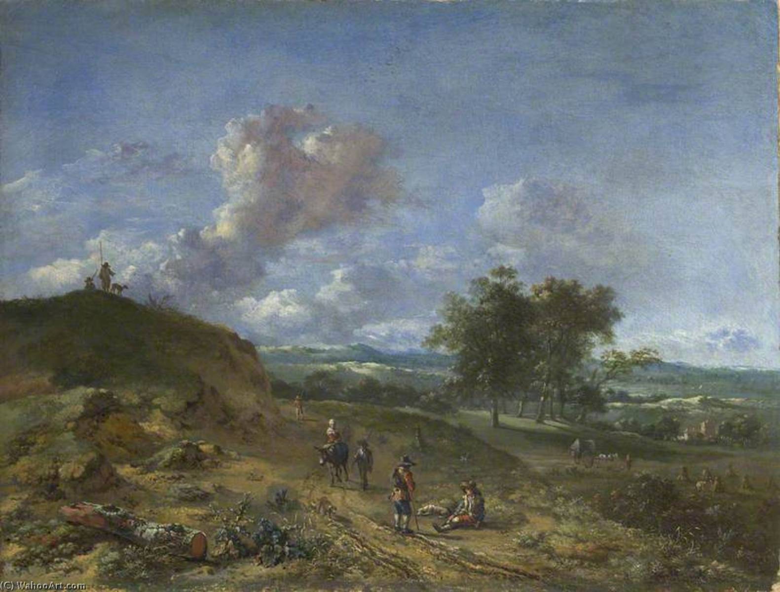 Order Paintings Reproductions A Landscape with a High Dune and Peasants on a Road, 1665 by Jan Jansz Wijnants (1632-1684, Netherlands) | ArtsDot.com