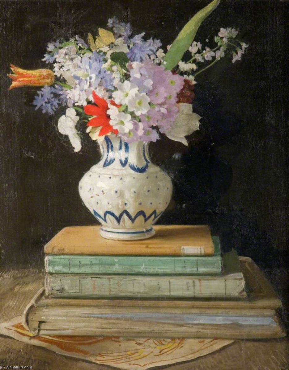 Buy Museum Art Reproductions Flower Piece with Books, 1927 by William Newzam Prior Nicholson | ArtsDot.com