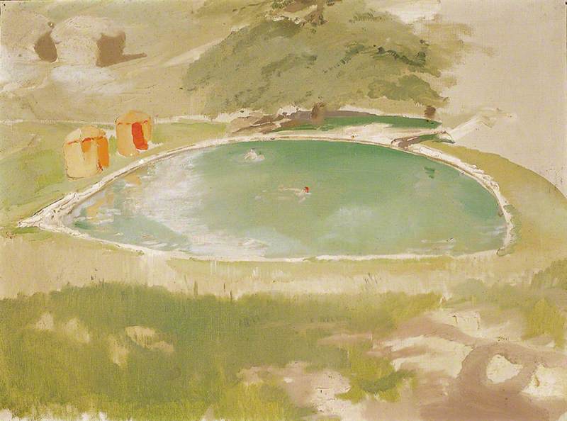 Order Oil Painting Replica The Bathing Pool at Chartwell, 1935 by William Newzam Prior Nicholson | ArtsDot.com