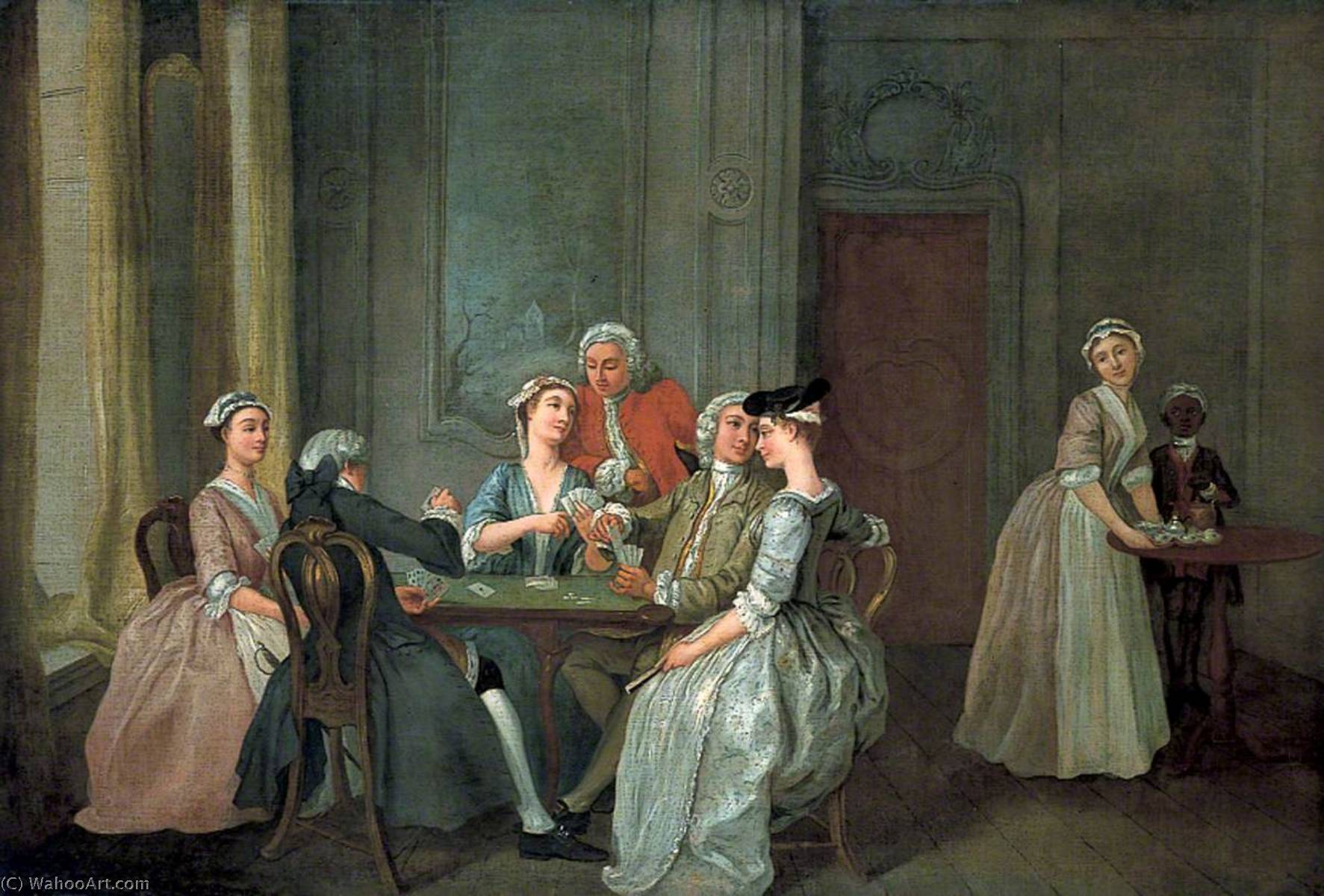 Order Paintings Reproductions Playing at Quadrille, 1750 by Francis Hayman (1708-1776, United Kingdom) | ArtsDot.com