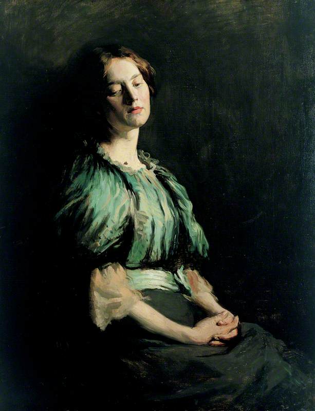 Order Artwork Replica Portrait of a Girl Wearing a Green Dress, 1899 by William Newenham Montague Orpen | ArtsDot.com