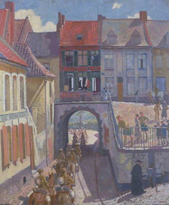 Order Oil Painting Replica The Household Brigade Passing to the Ypres Salient, Cassel, 1917 by William Newenham Montague Orpen | ArtsDot.com