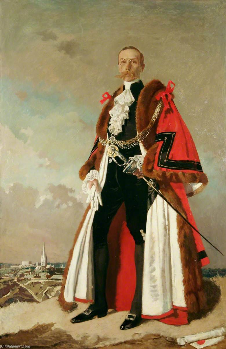 Order Oil Painting Replica Ernest Egbert Blyth (1857–1934), Last Mayor First Lord Mayor of Norwich (1910), 1911 by William Newenham Montague Orpen | ArtsDot.com