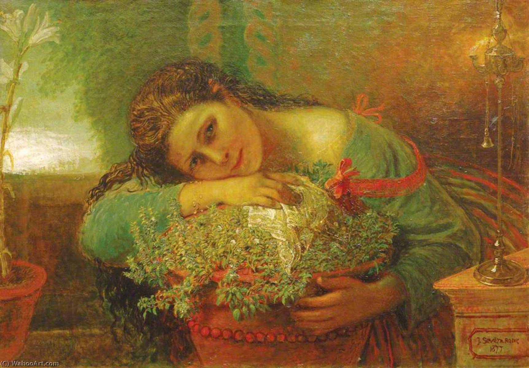顺序 手工油畫 Isabella, 或Basil, 1877 通过 Joseph Arthur Palliser Severn (1842-1931, United Kingdom) | ArtsDot.com