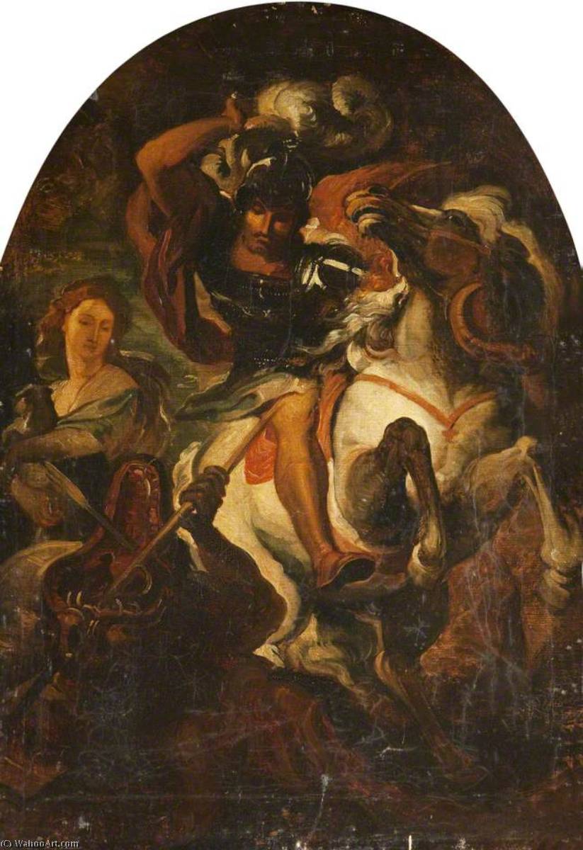 Order Oil Painting Replica Saint George and the Dragon (after Peter Paul Rubens) by Joseph Arthur Palliser Severn (1842-1931, United Kingdom) | ArtsDot.com