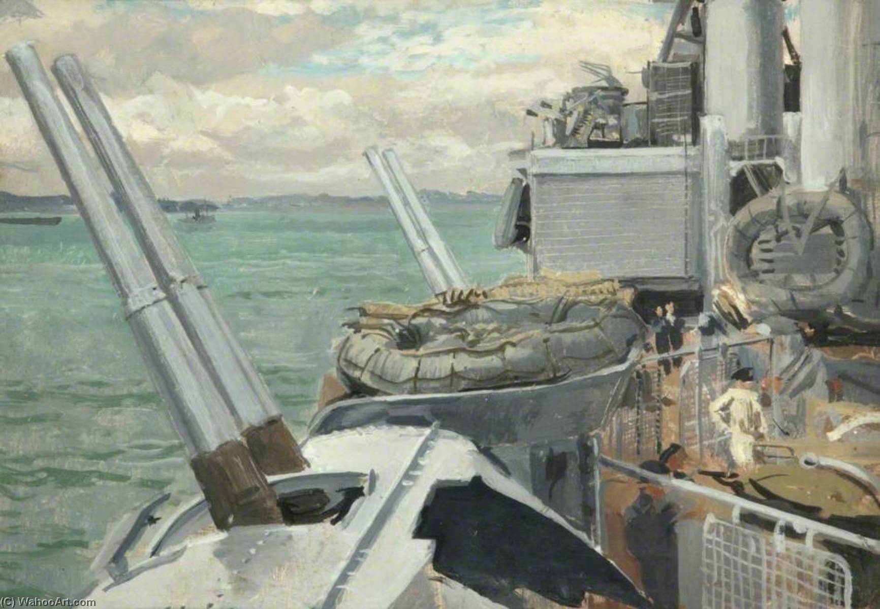Buy Museum Art Reproductions HMS `Mauritius`, The 4 Inch Guns, 1944 by Stephen Bone (Inspired By) (1904-1958, United Kingdom) | ArtsDot.com