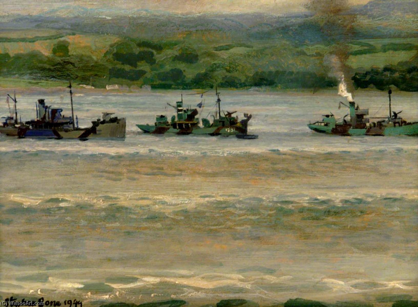 Buy Museum Art Reproductions Three Trawlers, 1944 by Stephen Bone (Inspired By) (1904-1958, United Kingdom) | ArtsDot.com