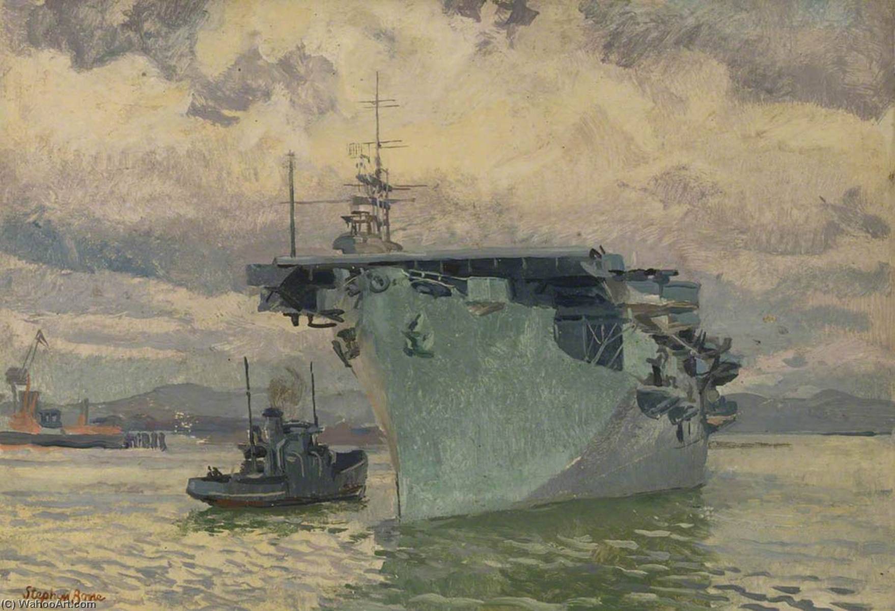 Buy Museum Art Reproductions HMS `Pursuer` in Belfast Lough by Stephen Bone (Inspired By) (1904-1958, United Kingdom) | ArtsDot.com