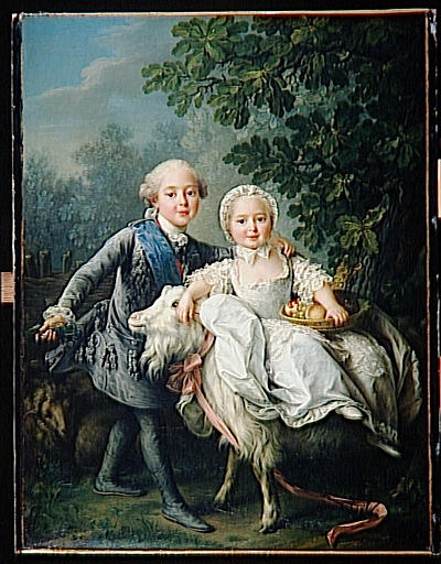 Order Paintings Reproductions CHARLES PHILIPPE DE FRANCE, COMTE D`ARTOIS, ET SA SOEUR MADAME CLOTHILDE by François Hubert Drouais (1727-1775, France) | ArtsDot.com