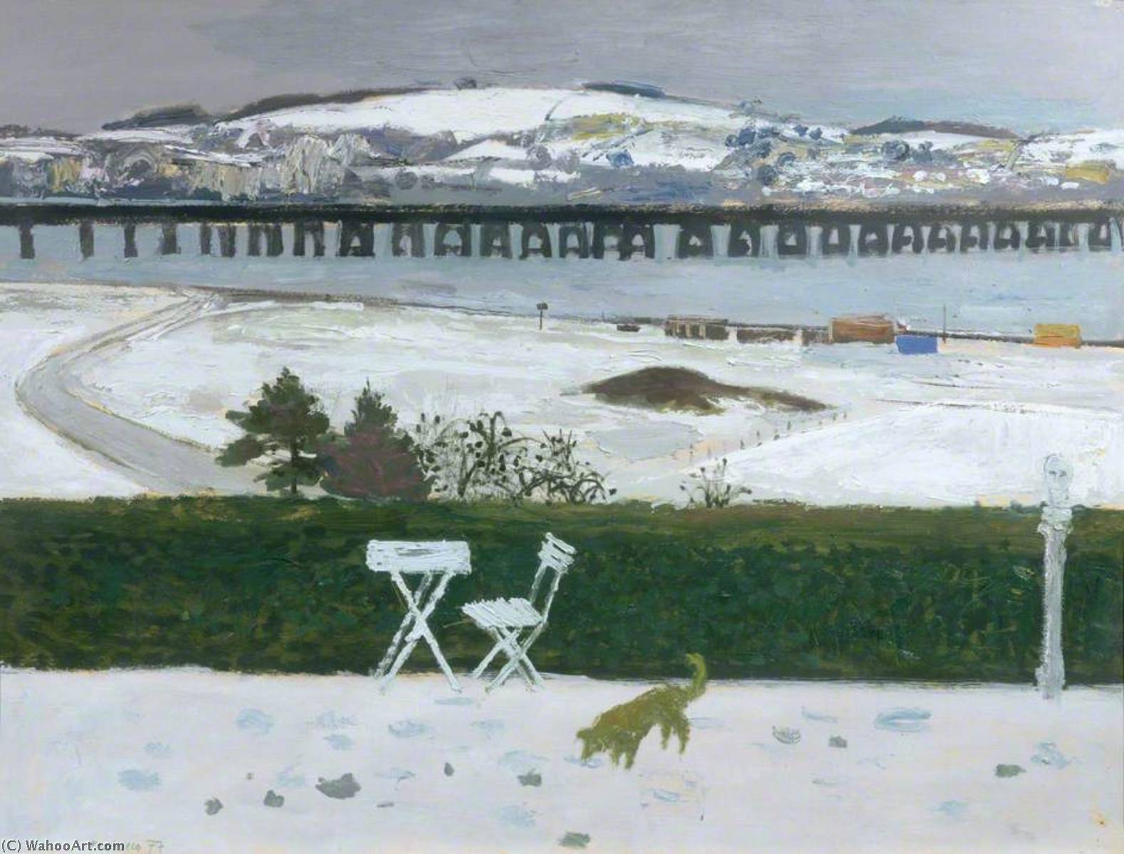 順序 絵画のコピー タイ橋、冬。 バイ Alberto Morrocco (に触発された) (1917-1998) | ArtsDot.com
