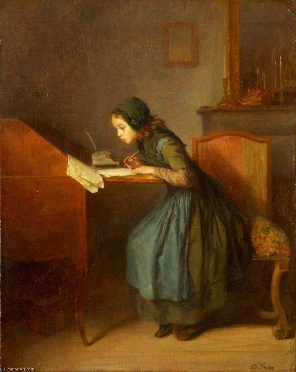 Buy Museum Art Reproductions At Her Lessons, 1865 by Edouard Frère | ArtsDot.com