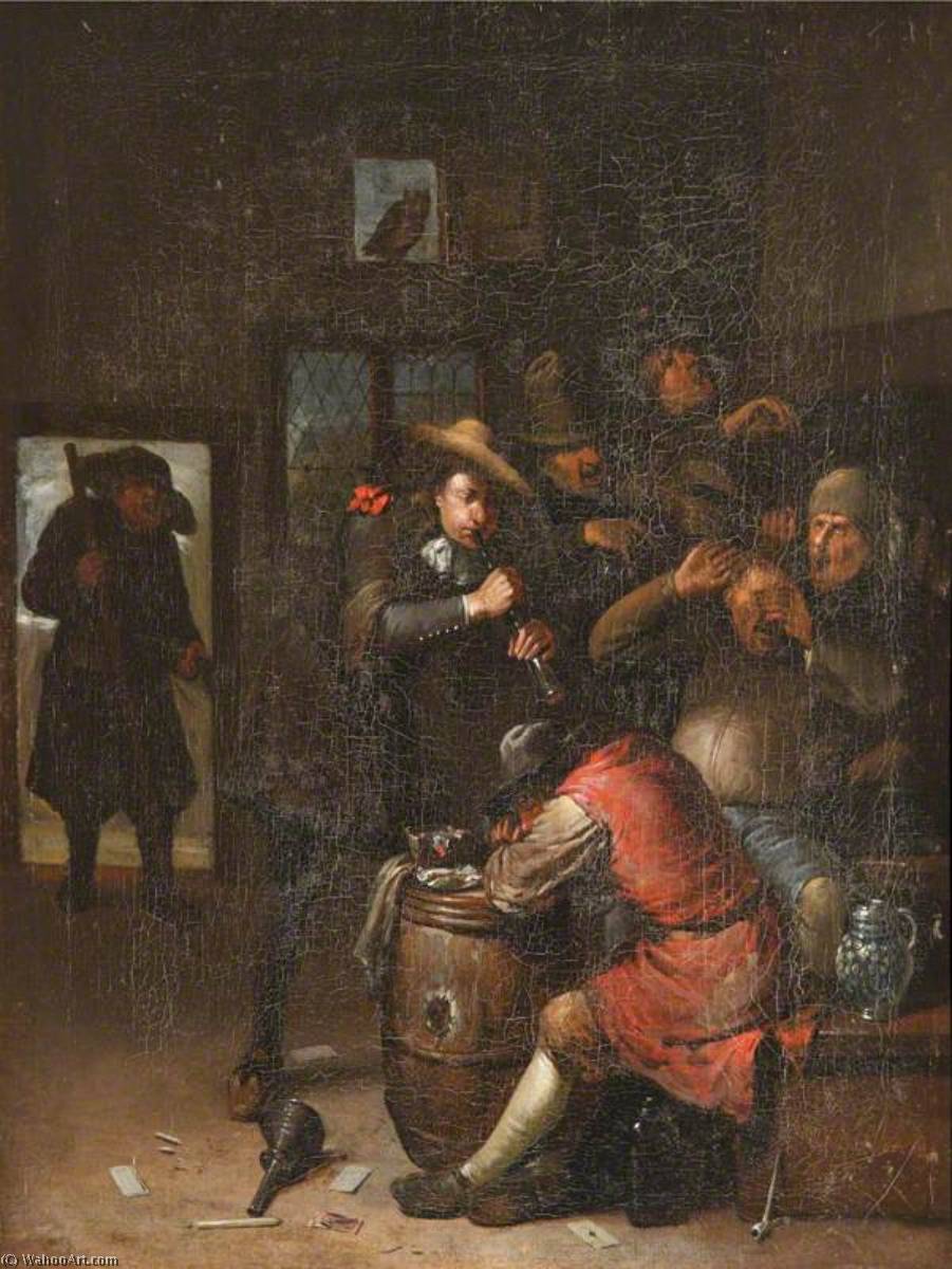 Order Paintings Reproductions Men Carousing and a Man Playing a Flute, 1675 by Egbert Van Heemskerck Ii (1635-1704) | ArtsDot.com