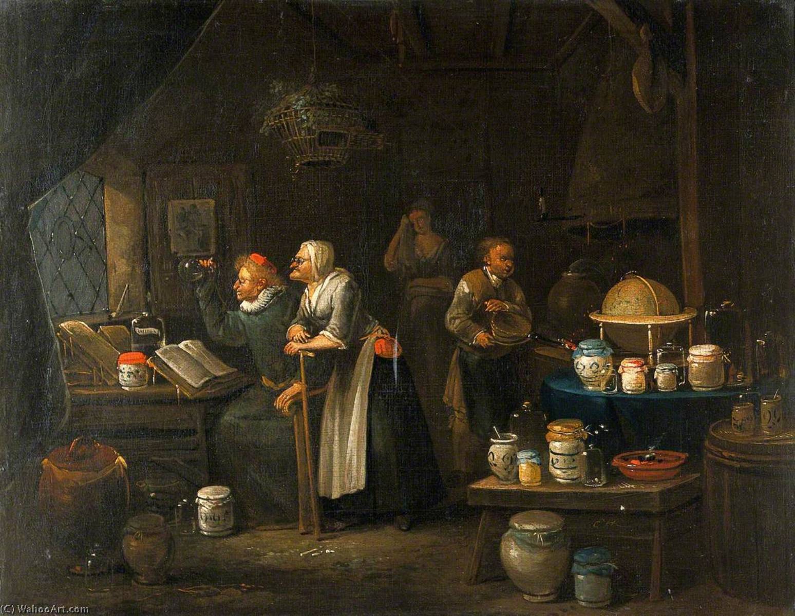 Buy Museum Art Reproductions Interior with a Doctor, an Assistant, an Old Woman and a Girl by Egbert Van Heemskerck Ii (1635-1704) | ArtsDot.com