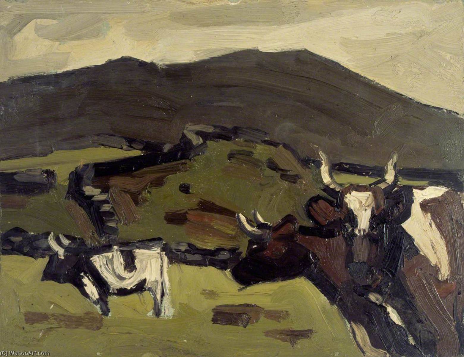 Cattle in the Field, 1950 by John Kyffin Williams (1918-2006, United Kingdom) John Kyffin Williams | ArtsDot.com