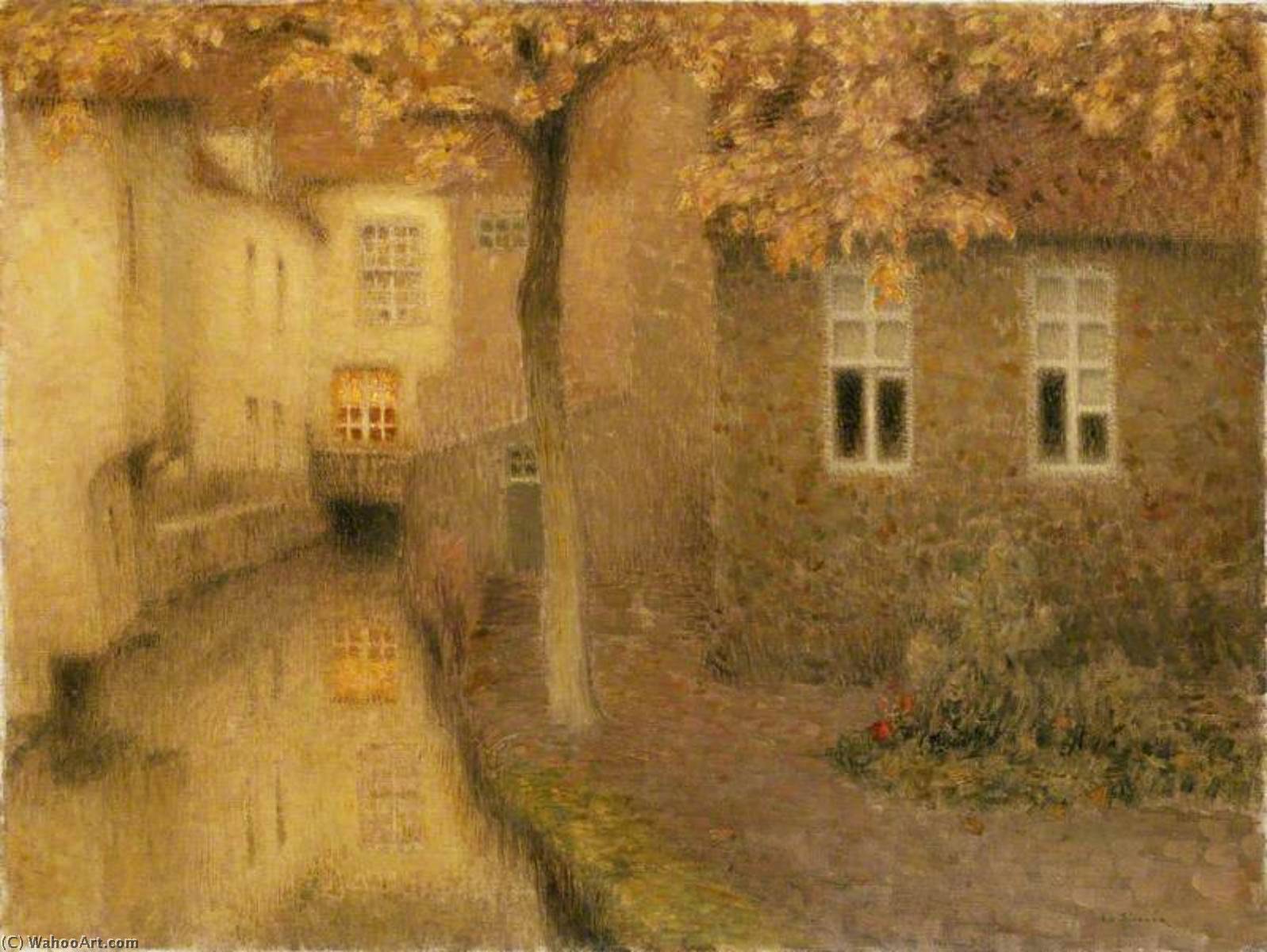 Order Art Reproductions A Canal in Bruges at Dusk, 1898 by Henri Eugène Augustin Le Sidaner (1862-1939, Mauritius) | ArtsDot.com
