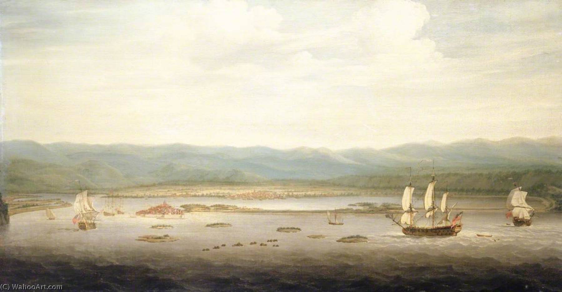 Order Oil Painting Replica View of Port Royal, Jamaica, 1758 by Richard Paton (1717-1791) | ArtsDot.com