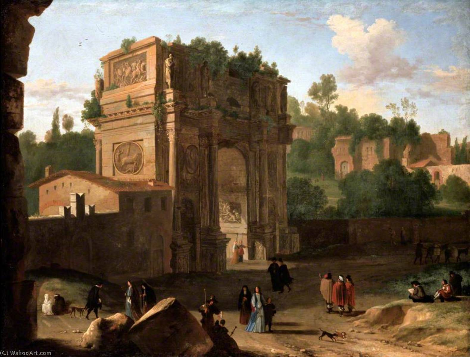 Order Paintings Reproductions The Arch of Constantine, Rome, 1645 by Herman Van Swanevelt (1604-1655, Netherlands) | ArtsDot.com